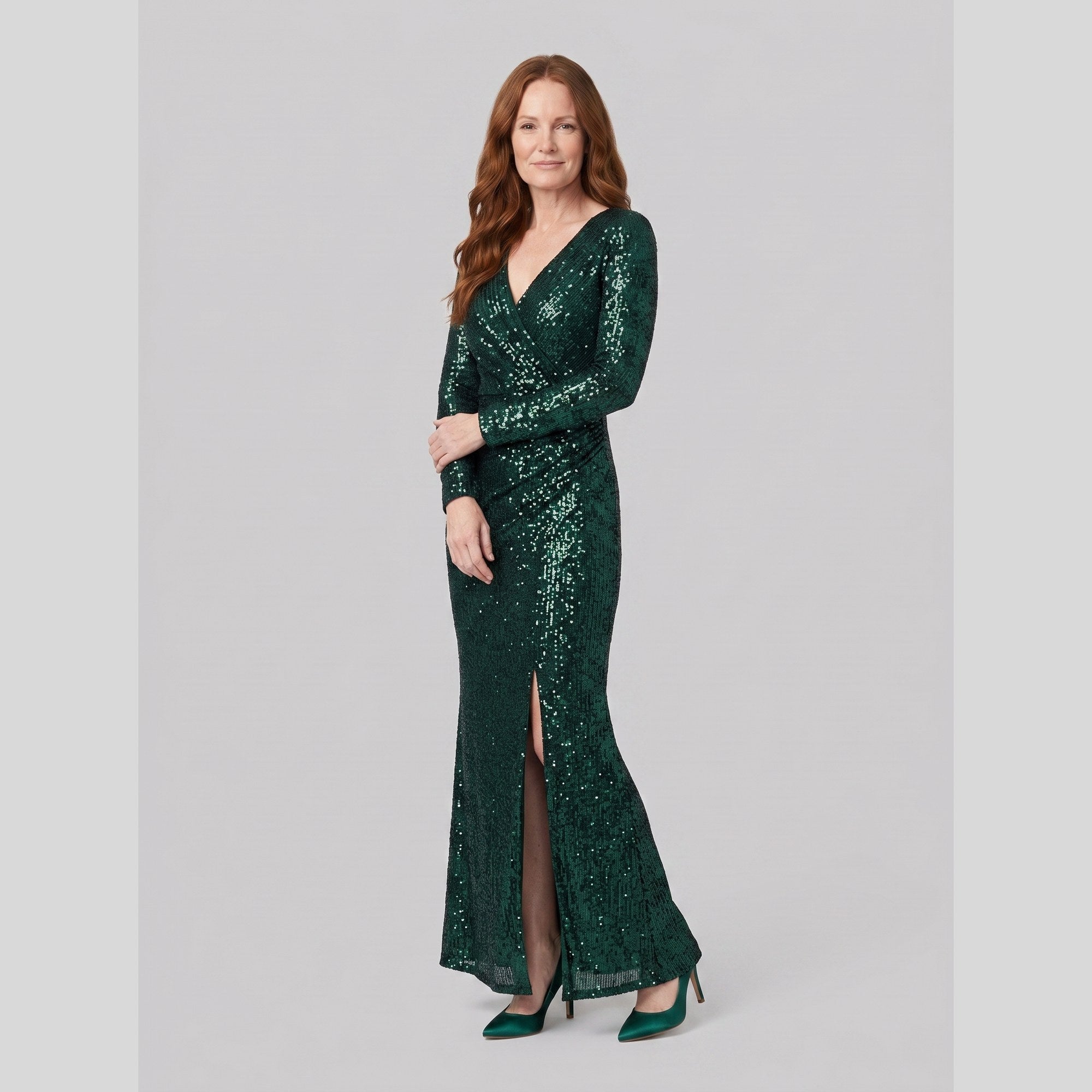 Vesper sequin evening gown with thigh-high slit 5