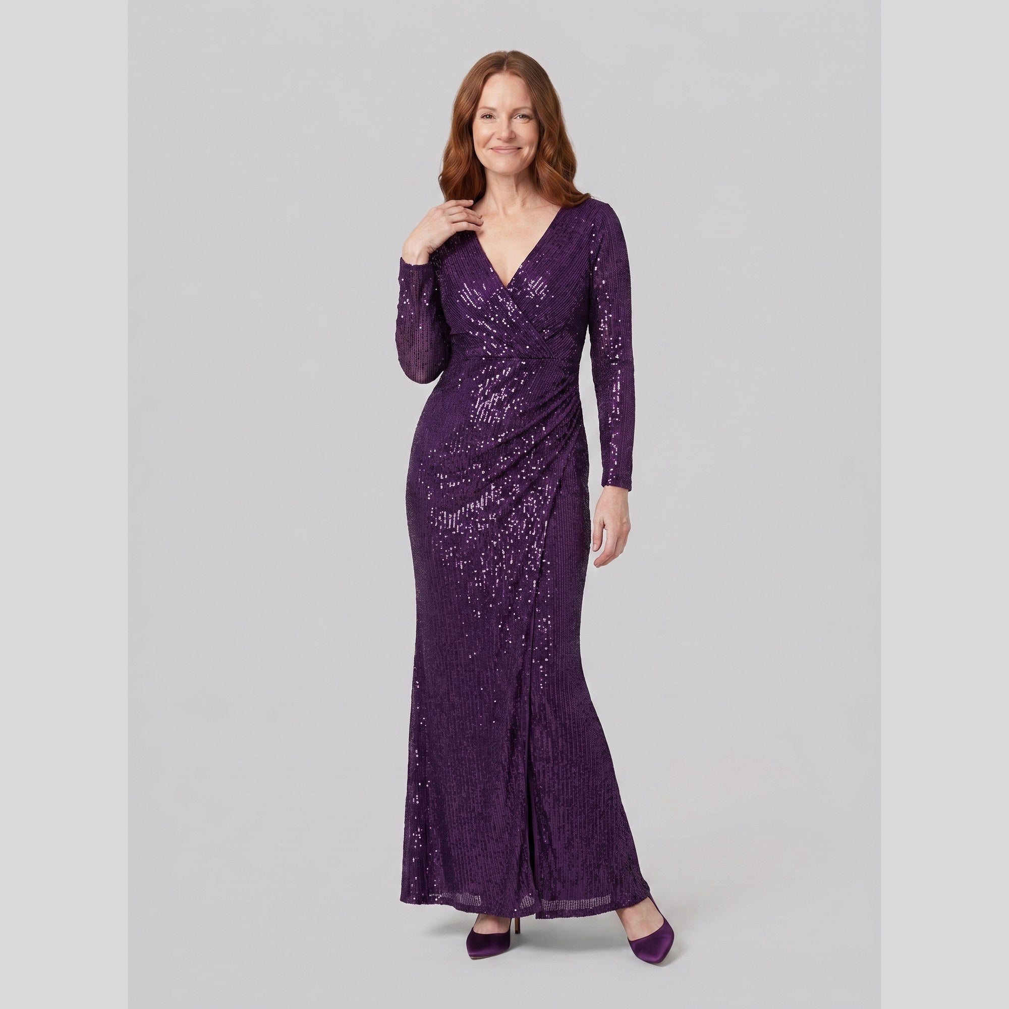 Vesper sequin evening gown with thigh-high slit 6