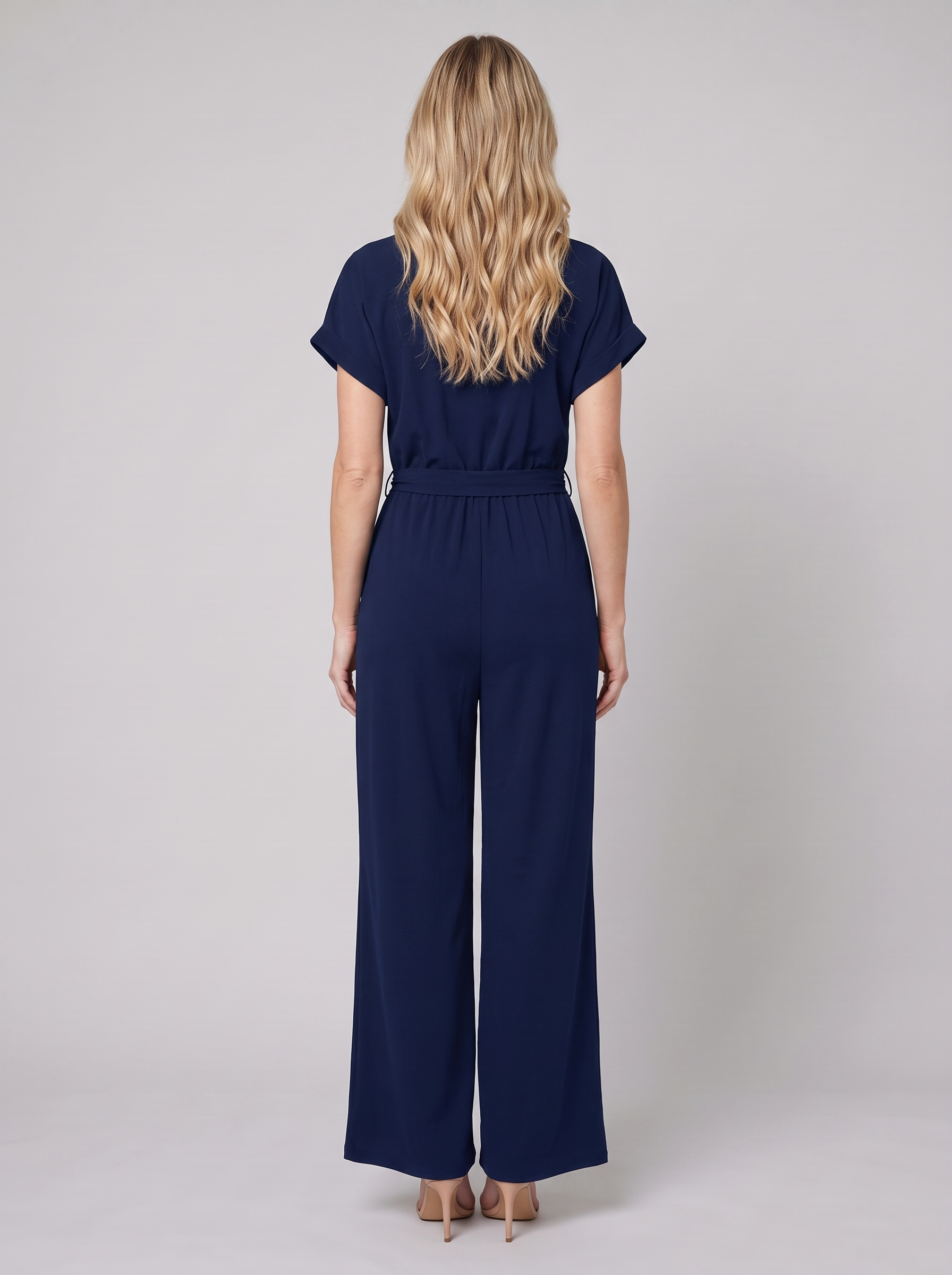 Sybil navy wide-leg jumpsuit with self-tie waist 3