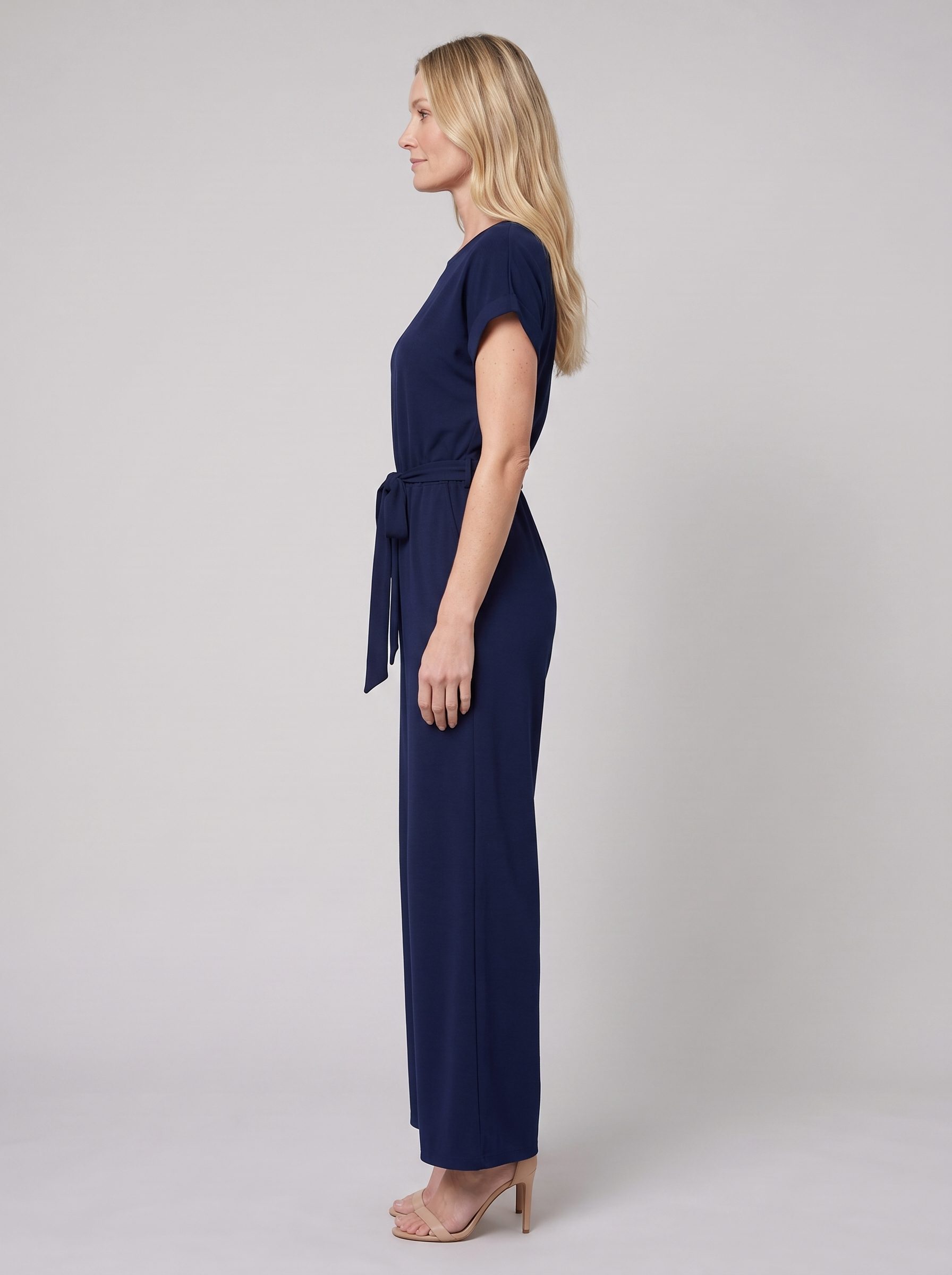 Sybil navy wide-leg jumpsuit with self-tie waist 4