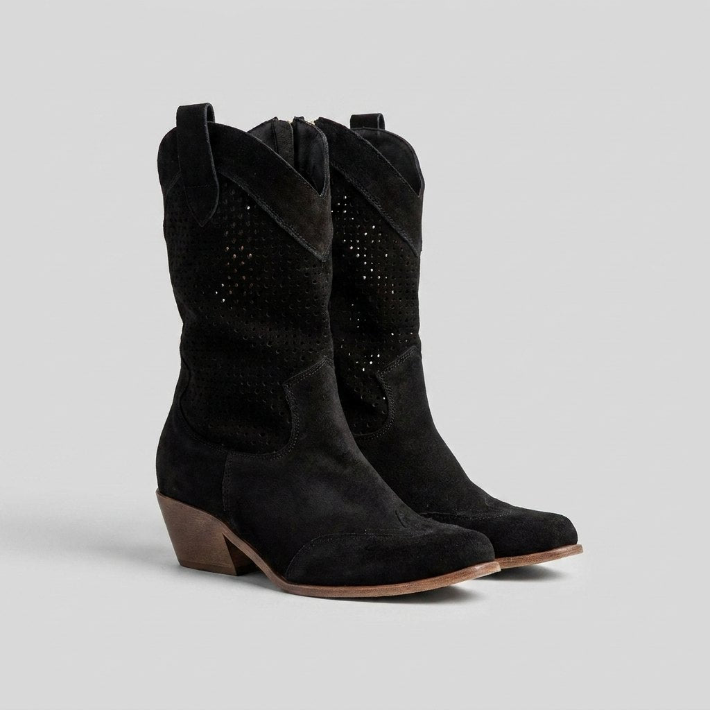 Thea mid-calf cowboy boots with side zip 2