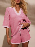 Wina Knit Set | Soft V-Neck Top and Casual Shorts, Relaxed Fit 2