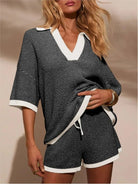 Wina Knit Set | Soft V-Neck Top and Casual Shorts, Relaxed Fit 4