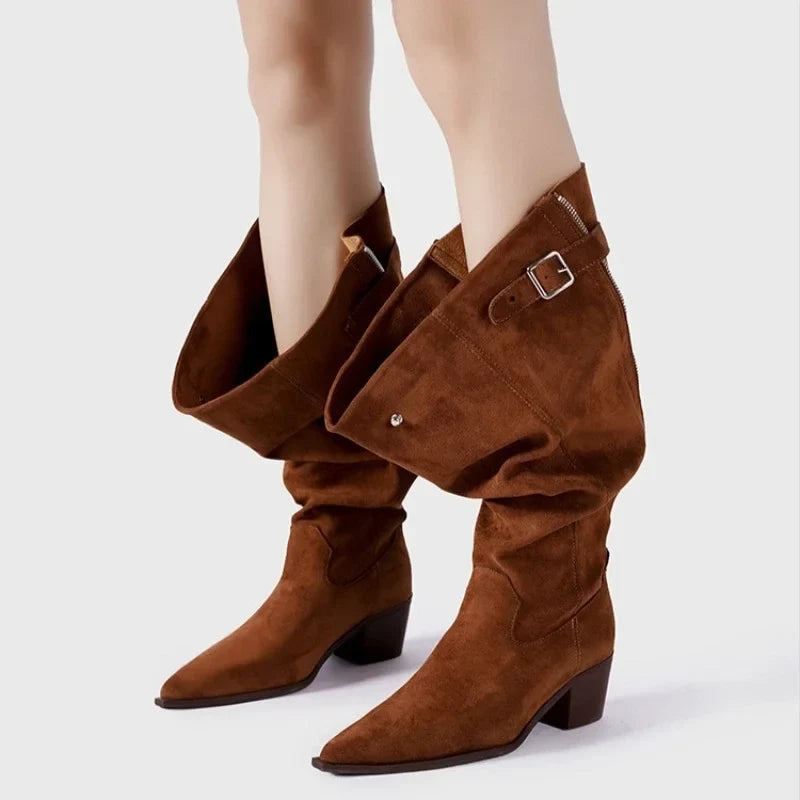 Winslow Cowgirl Boots | Slouch Shaft, Pointed Toe, Suede-Touch 2