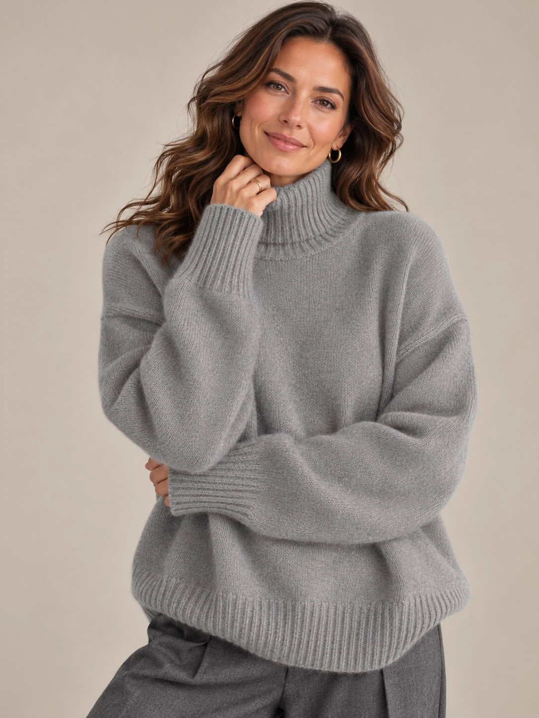 Women's Cashmere Turtleneck Sweater with High Collar 2