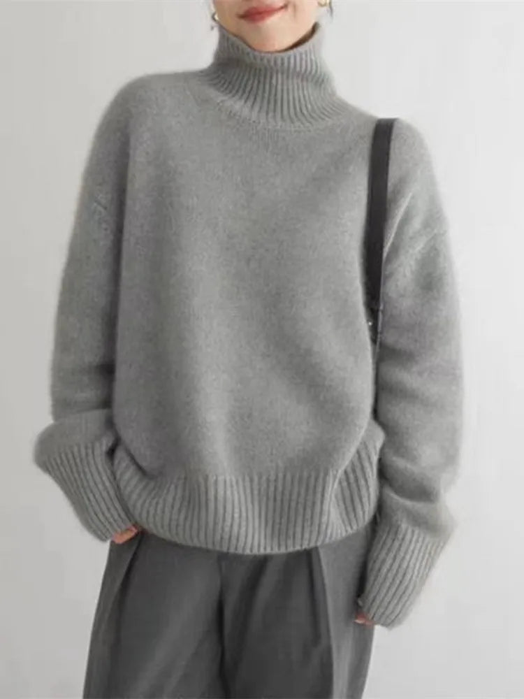 Women's Cashmere Turtleneck Sweater with High Collar 3