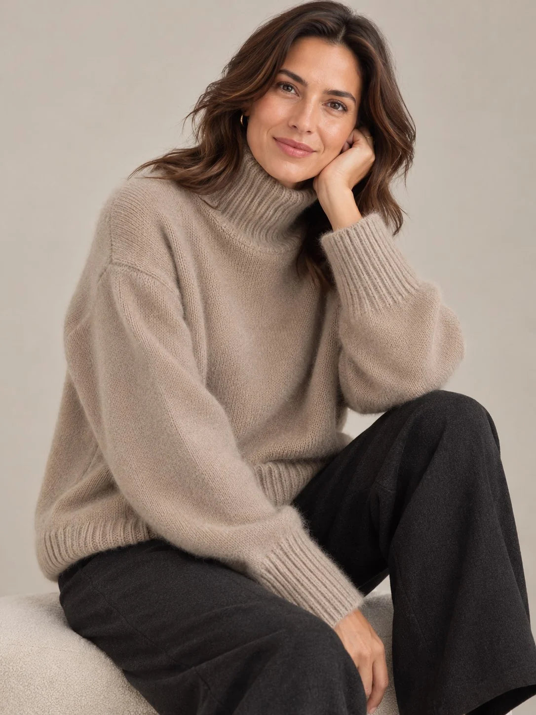 Women's Cashmere Turtleneck Sweater with High Collar 4