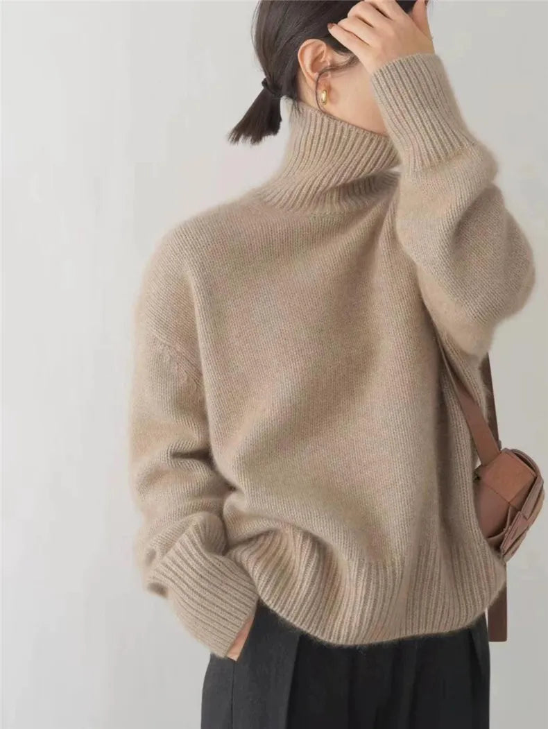Women's Cashmere Turtleneck Sweater with High Collar 5
