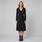 Wynne Knit Midi Dress | Ribbed Polyester, Belted with Pockets 0