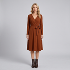 Wynne Knit Midi Dress | Ribbed Polyester, Belted with Pockets 9