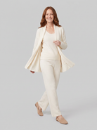 Anouk three-piece ribbed knit lounge set in cream on model