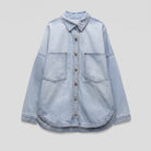 Avery cotton-blend denim shirt jacket, flat lay product shot