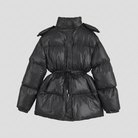 Cleo glossy quilted hooded puffer jacket, flat lay product shot