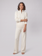 Fjorda half-zip knit lounge set in cloud white on model
