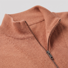 Fjorda knit lounge set collar and zip close-up