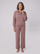 Fjorda half-zip knit lounge set in dusk mauve on model