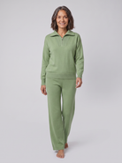 Fjorda half-zip knit lounge set in grass green on model
