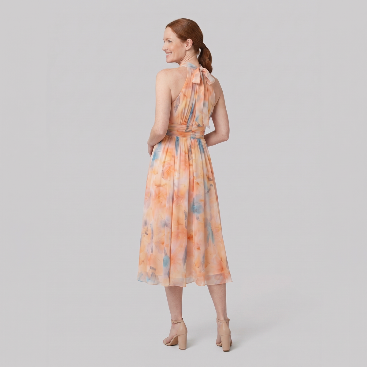 Elysian Midi Dress back view on model