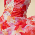 Taya Midi Dress Floral One Shoulder Pleated - Fabric Close-Up Detail