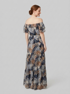 Bora Floral Maxi Dress Dark Blue - back view on model