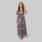 Bora Floral Maxi Dress Dark Blue - walking pose on model