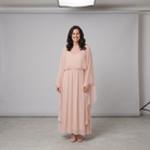 Cora Chiffon Maxi Dress Pink - front view on model