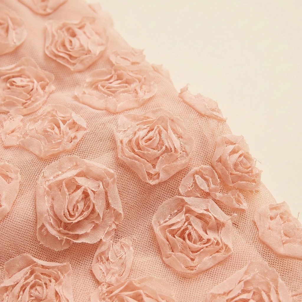 Dara Floral Midi Dress Peach Pink - fabric close-up detail