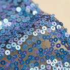 Diora Cocktail Dress - blue sequin mesh fabric close-up