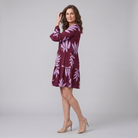 Kora Women's Dress bias cut tiered panels angled view on model