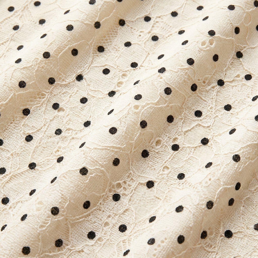 Lara Women's Dress white polka dot lace fabric close-up detail