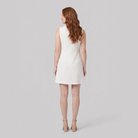 Luna Women's Dress white A-line mini dress back view model