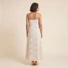 Mira Maxi Dress beige cutwork A-line dress back view model