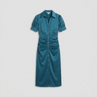 Ravine Midi Dress teal satin product only flat lay