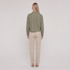 Cleo Women's Linen Shirt Forest Green - Back View