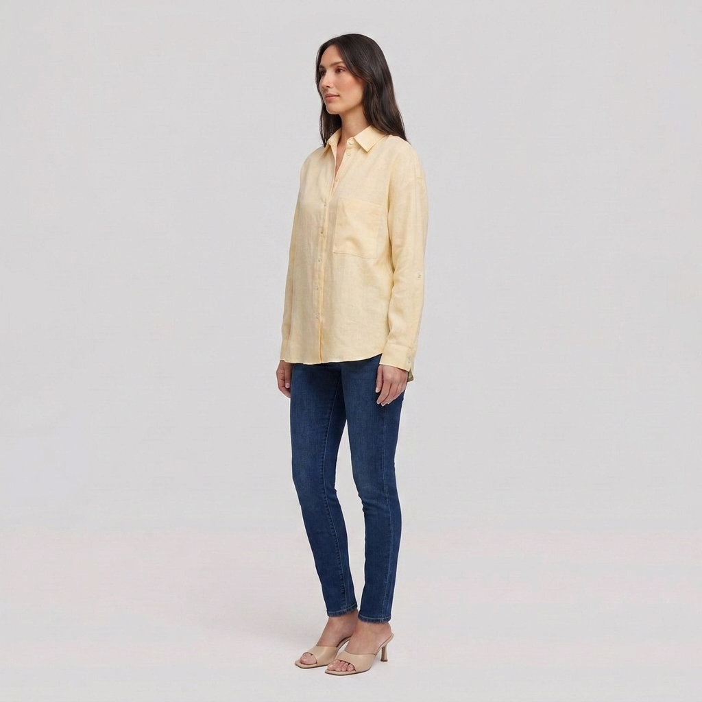 Lino Classic Shirt in Yellow - Side View
