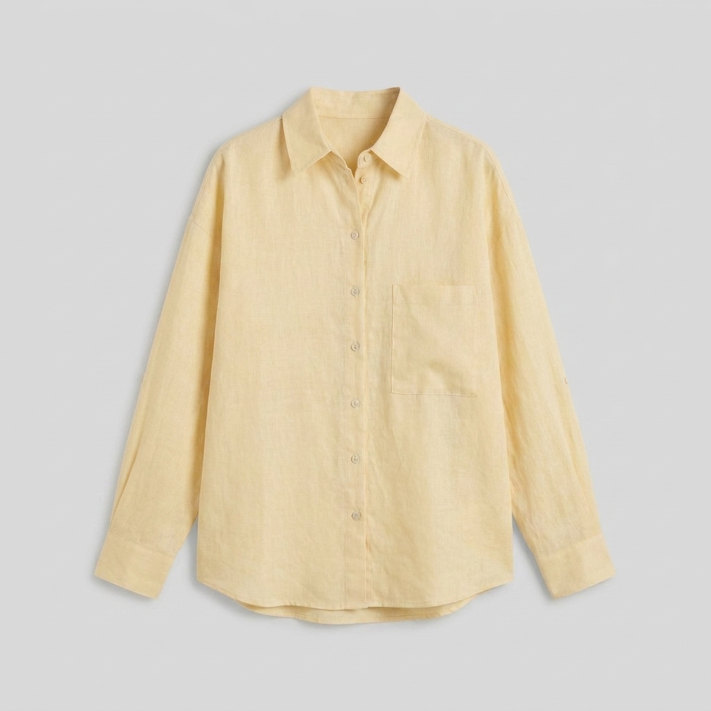 Lino Classic Shirt in Yellow - Product Flat Lay