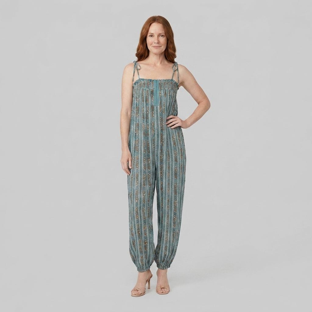 Elysian Womens Romper in Blue - Front View