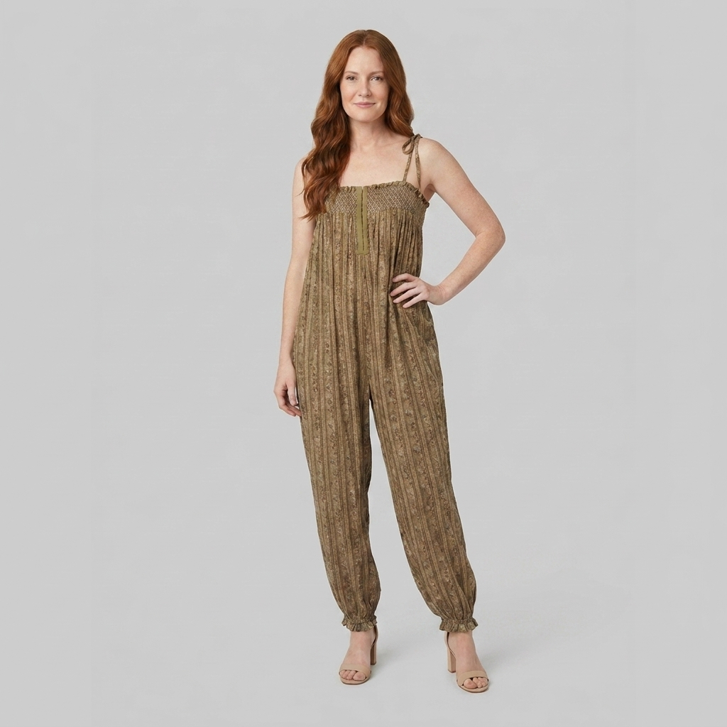 Elysian Womens Romper in Brown - Front View
