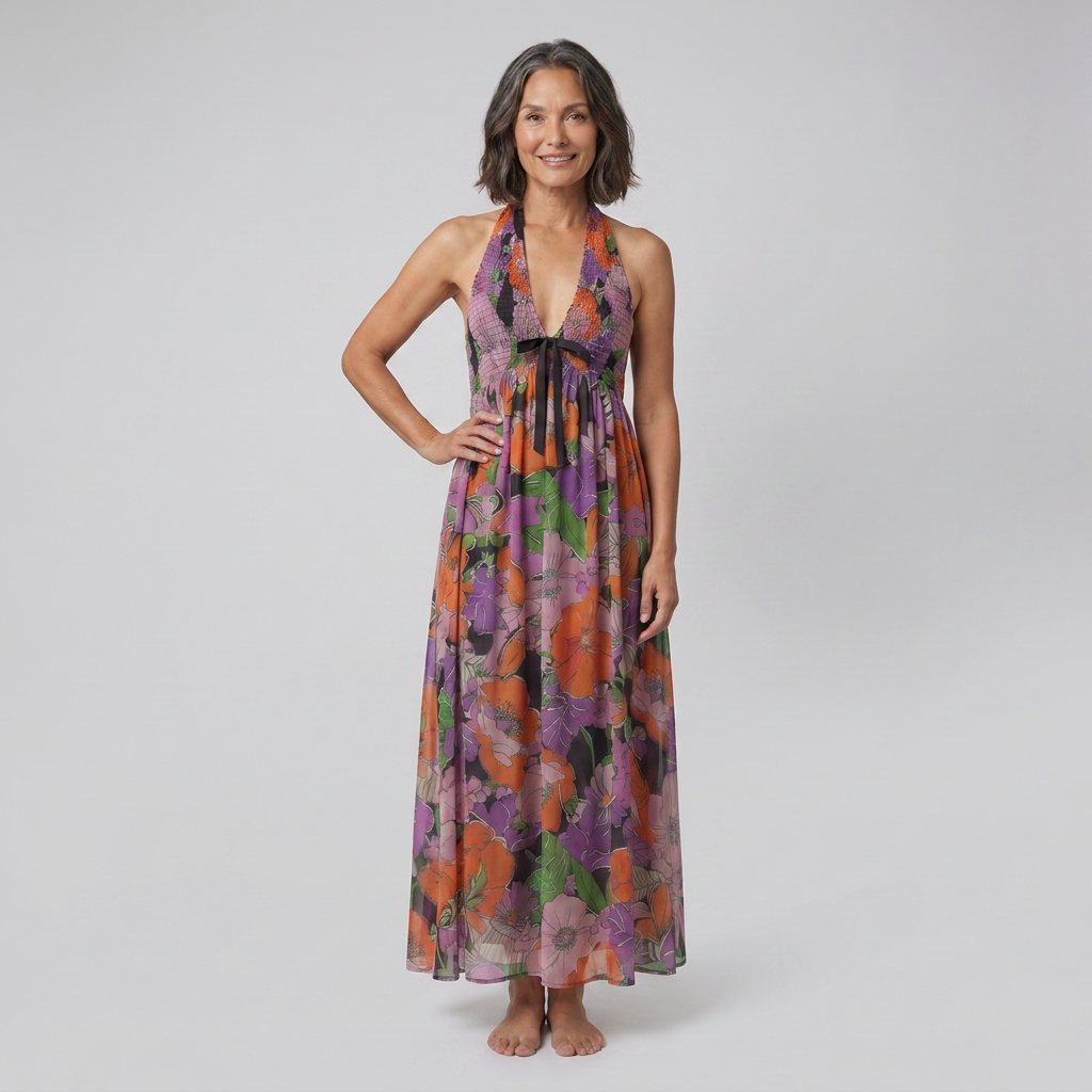 Fiona Maxi Dress in Tropical Print - Front View