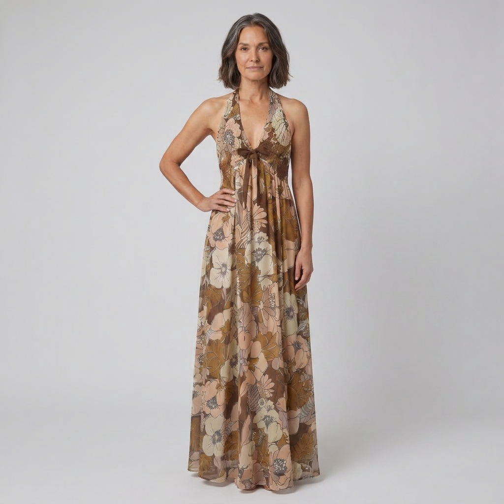 Fiona Maxi Dress in Autumn Print - Front View