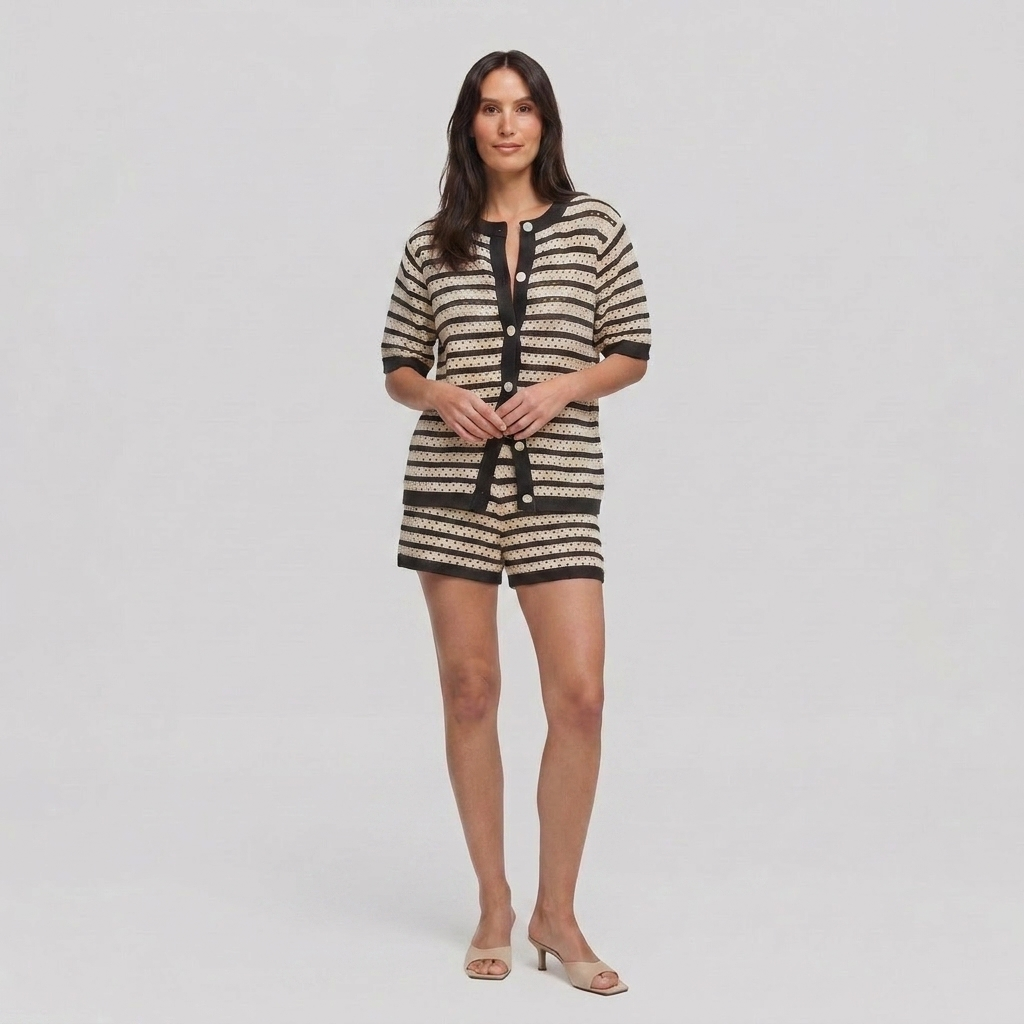 Sola Knitted Co Ord Set Black - Front Pose B