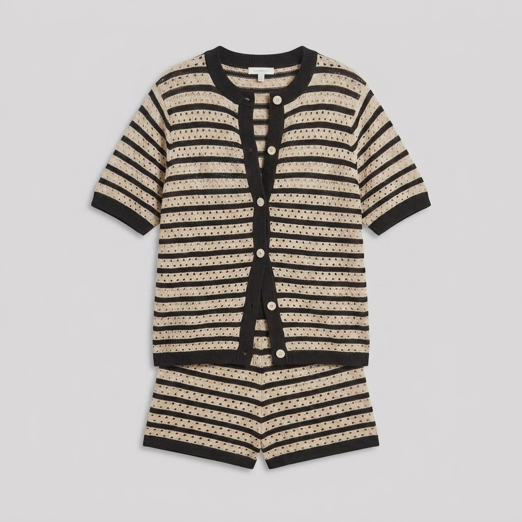 Sola Knitted Co Ord Set Black - Product Flat Lay