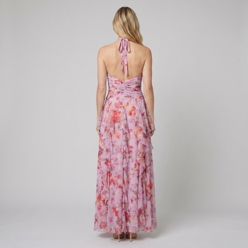 Nora Maxi Dress Pink - Back View