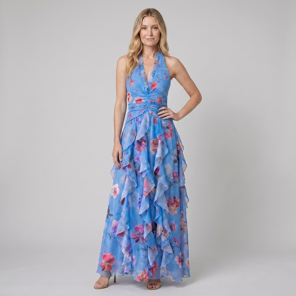 Nora Maxi Dress Blue - Front View