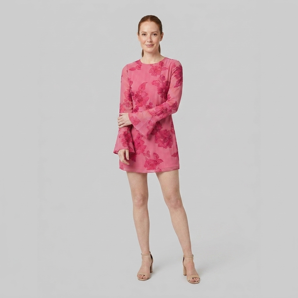 Alyra Midi Dress Rose Red - Front Pose B