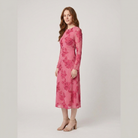 Alyra Midi Dress Rose Red - Side View