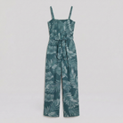 Teal spaghetti strap wide-leg jumpsuit product flat-lay