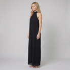 Women's Black Halter Neck Wide Leg Jumpsuit - Side View