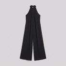 Women's Black Halter Neck Wide Leg Jumpsuit - Product Flat Lay
