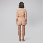 Women's Beige Floral Playsuit V-Neck - Back View